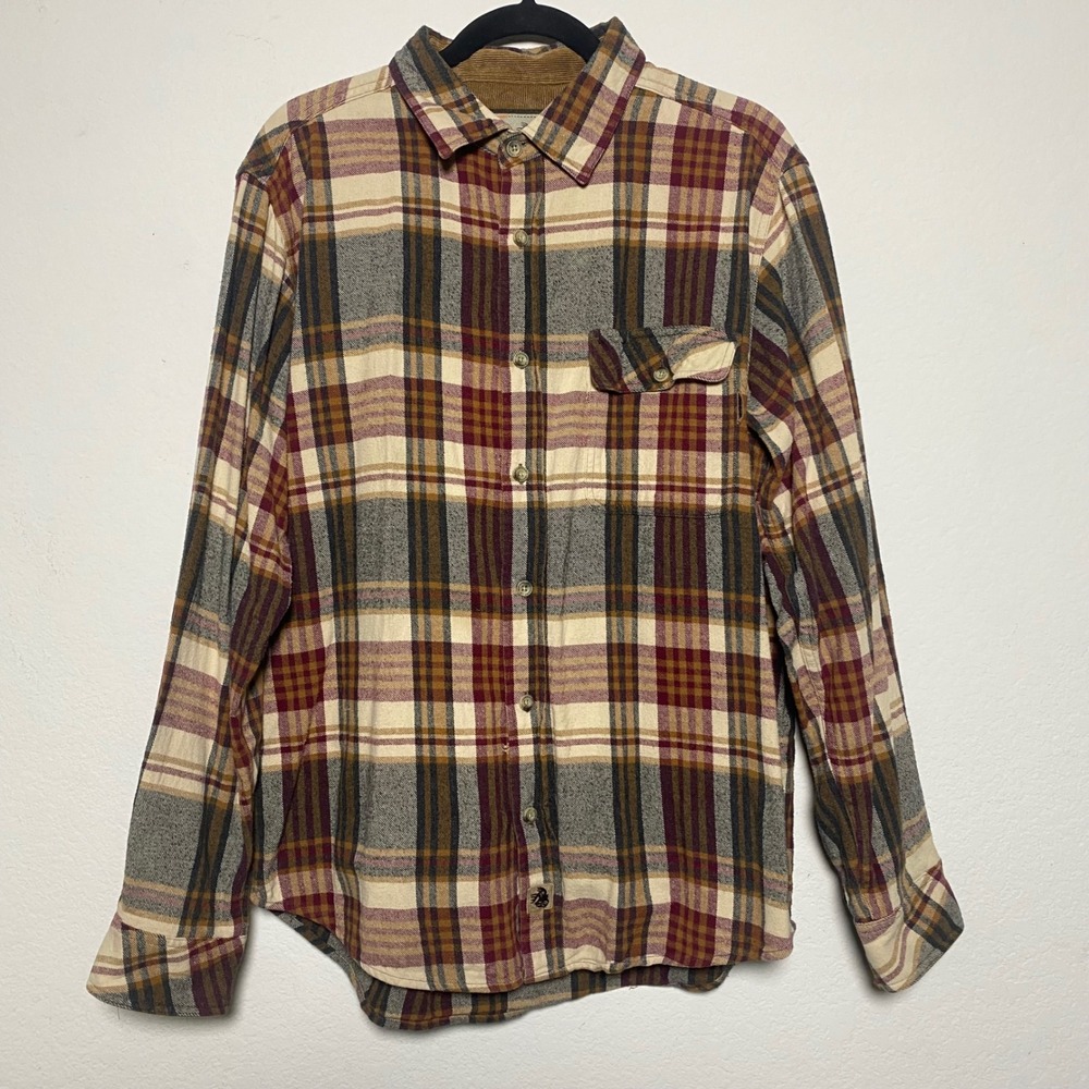 Legendary Whitetails Brown Camp Flannel Mens Large Long Sleeve Button Up Grunge
